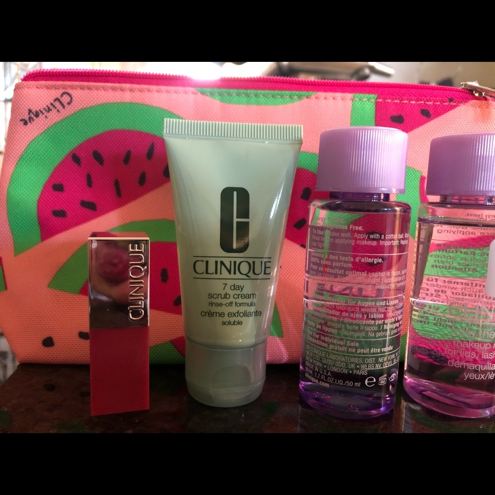 Clinique skincare makeup bundle with cosmetic bag